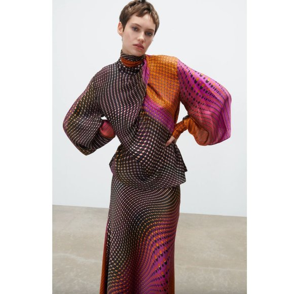 BLOGGER'S FAVE! Zara Printed Midi Skirt NWT - Picture 10 of 15